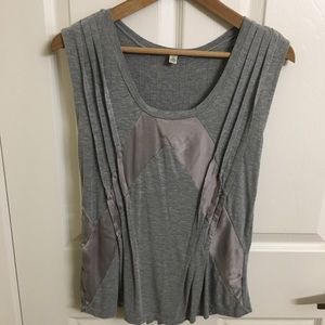 Anthro Bordeaux grey asymmetrical pleated tank
